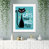 Cats and Weed Art Print