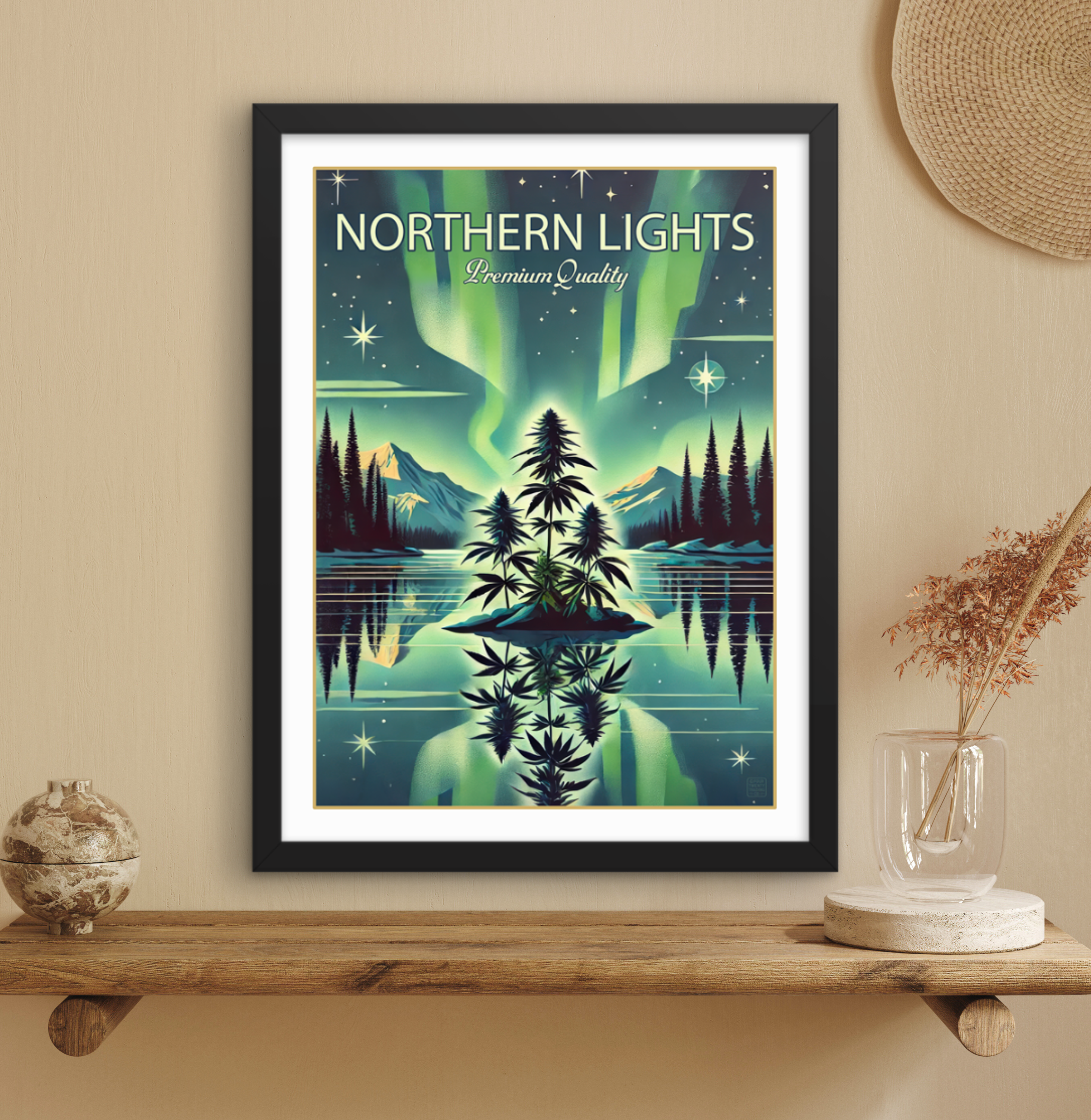 Northern Lights Vintage Style Art Print