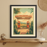 Gas Station Vintage Style Art Print