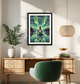 Northern Lights Vintage Style Art Print