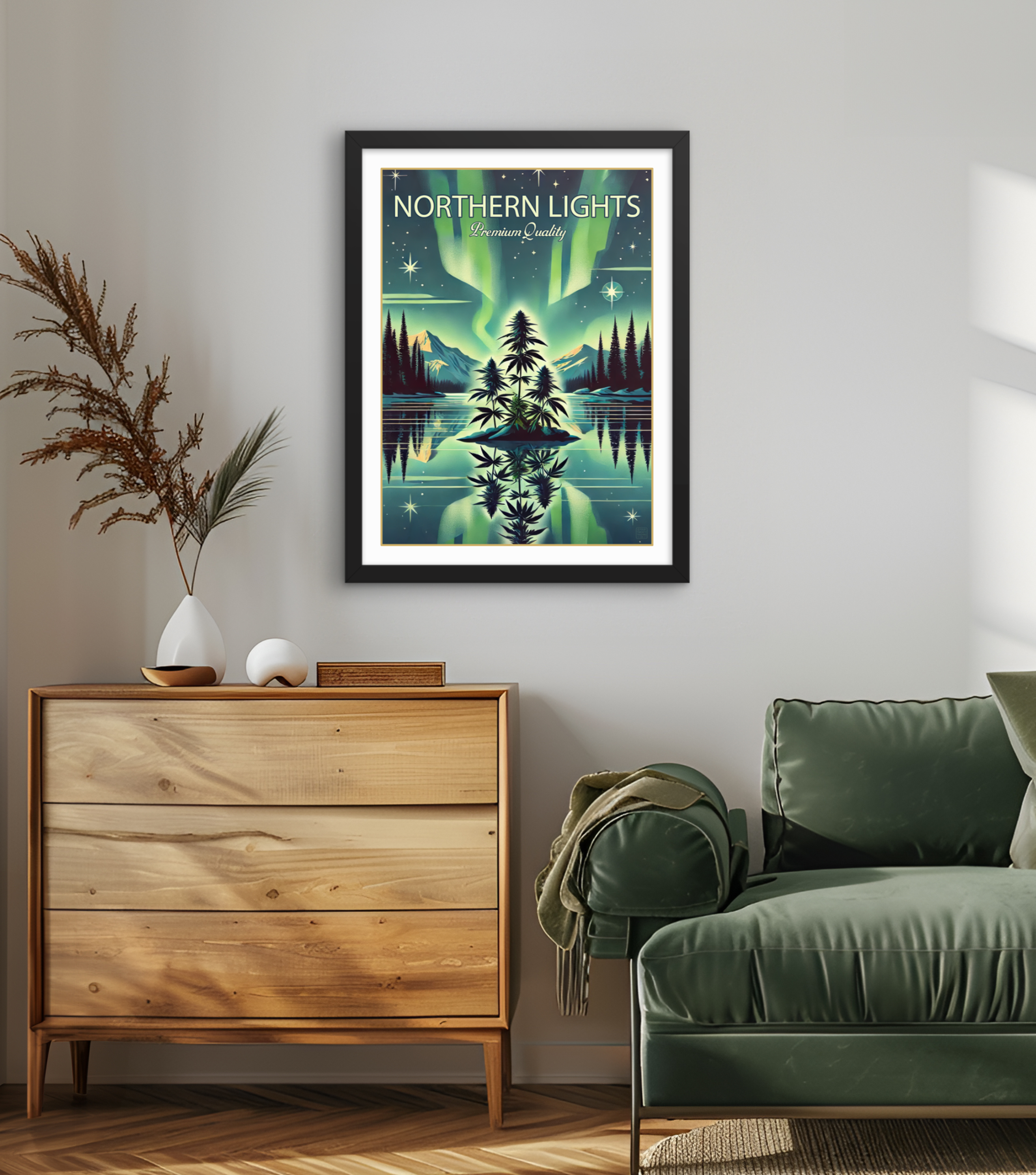 Northern Lights Vintage Style Art Print