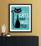 Cats and Weed Art Print