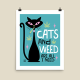 Cats and Weed Art Print