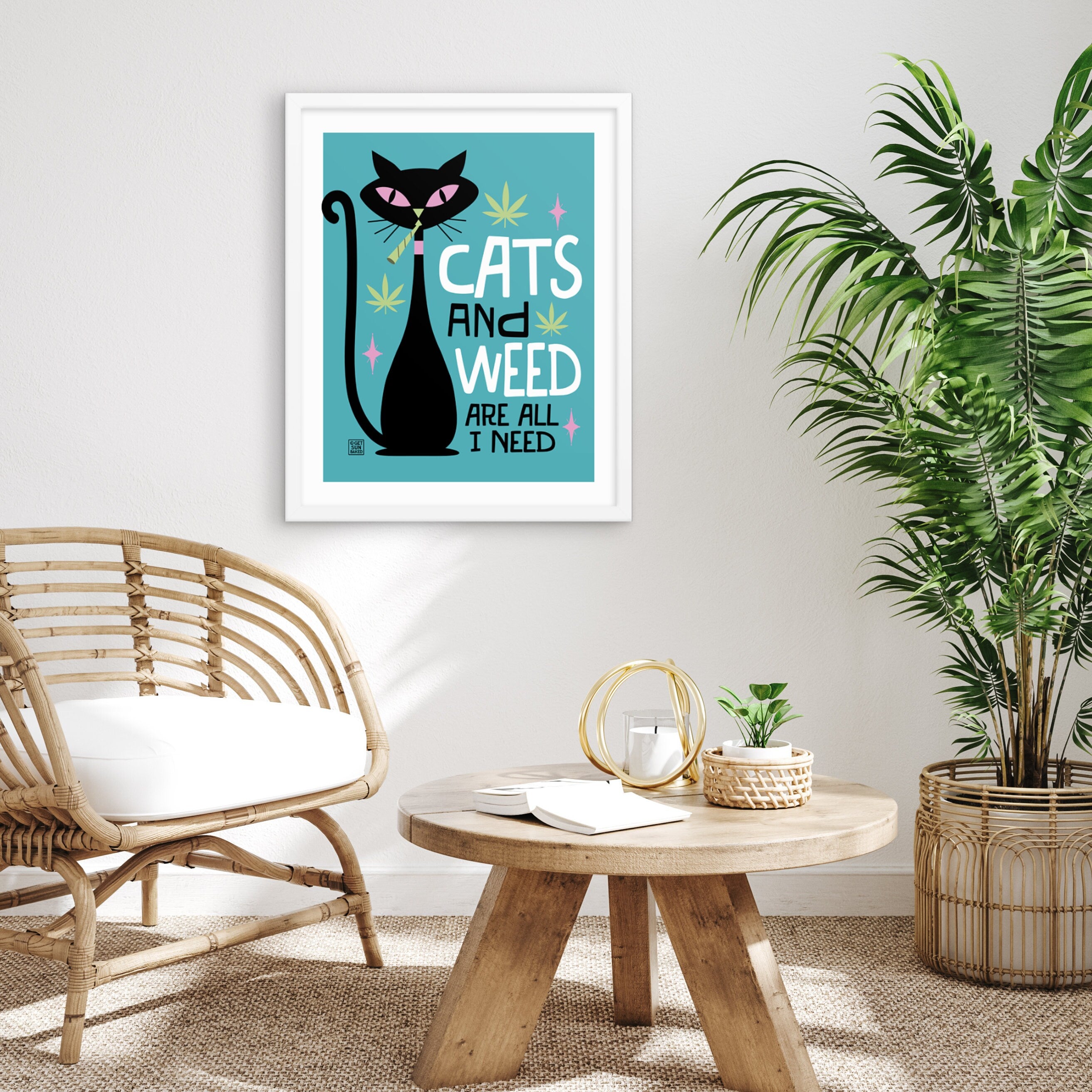 Cats and Weed Art Print