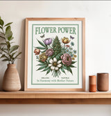 Botanical Flower Power Vintage Style Art Print